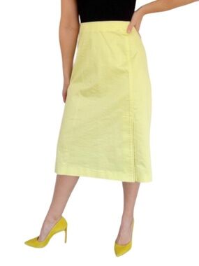 Co & Eddy pale yellow cotton stretch knee-length pencil skirt size 10